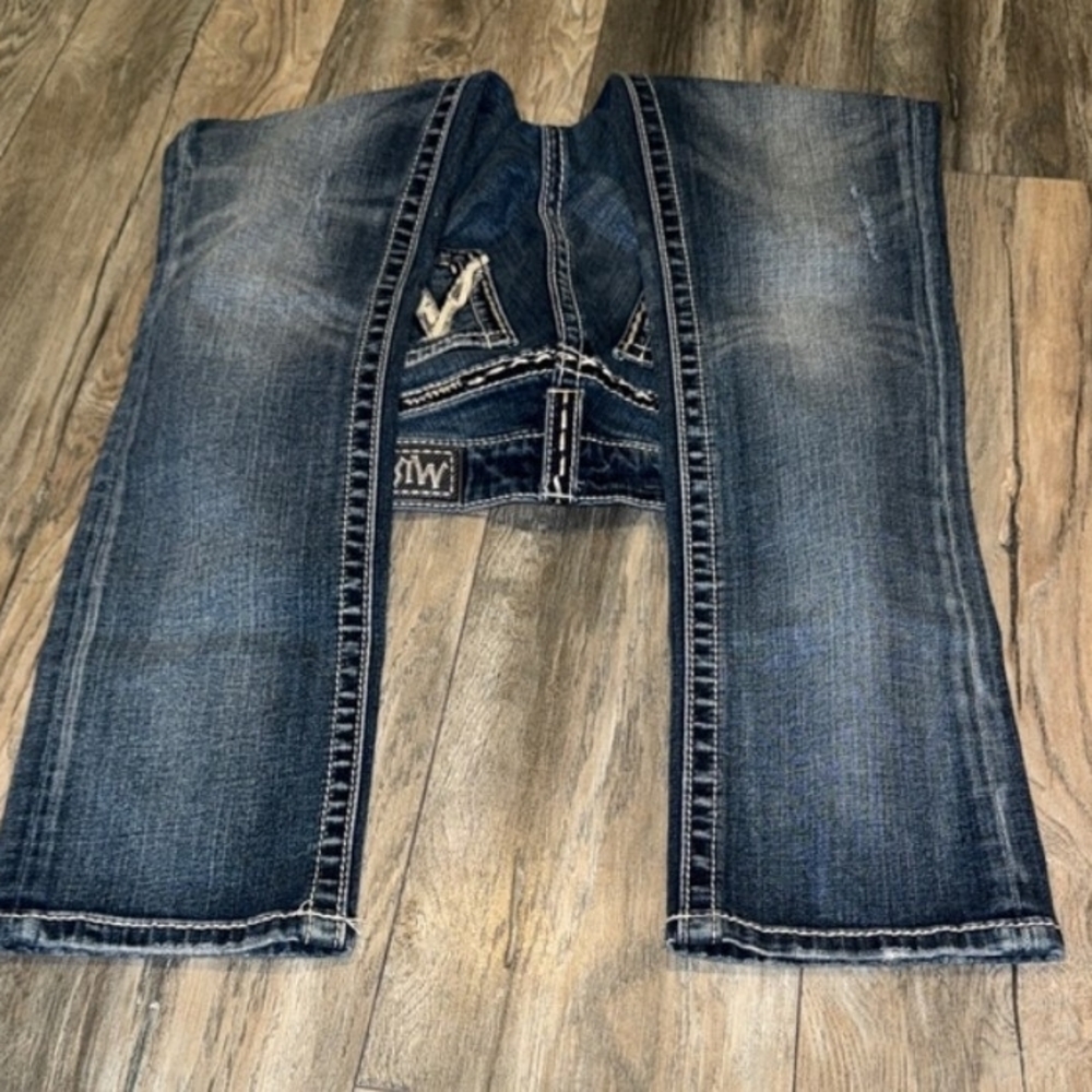 Miss Me Blue Bootcut Jeans with Embroidered Back Pockets - Picture 4 of 9